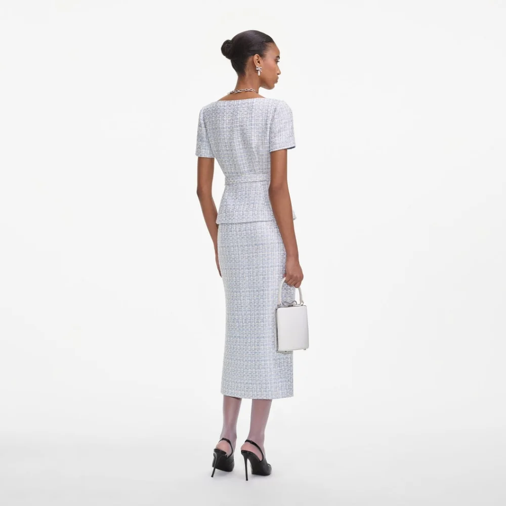 Self-Portrait Blue and White Midi Dress - Picture 3 of 9